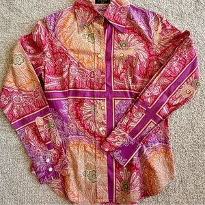 Etro Italian Design Paisley Button Down Blouse US 6 Long sleeve collared